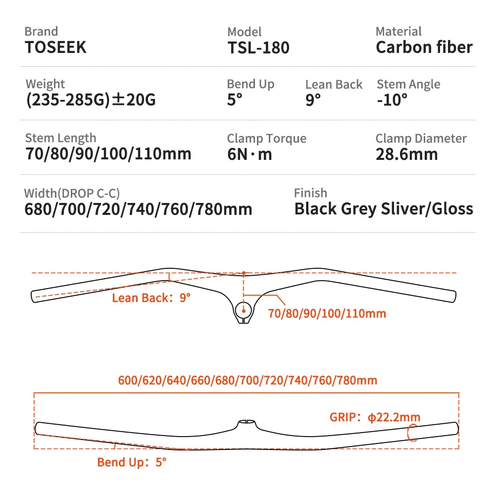 Guidon en carbone TOSEEK T800  - Mountain Biking Xc avis et prix
